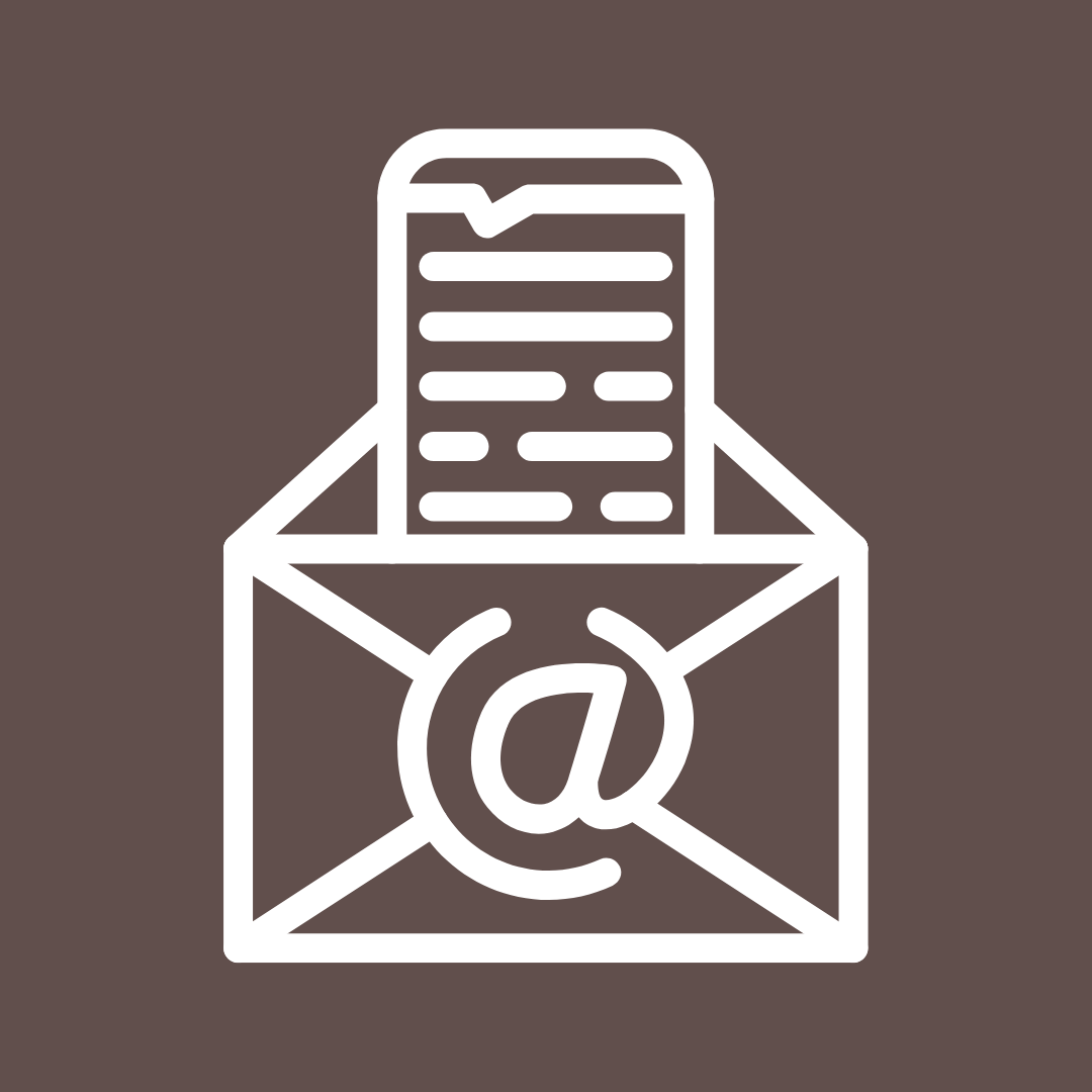 Piktogramm eines Briefumschlags, auf dem ein @-Symbol zu sehen ist